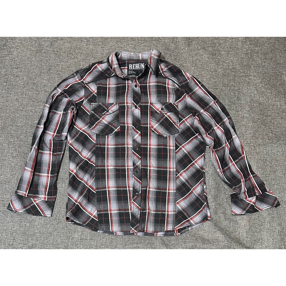 Rerun Men's L‎ Plaid Long Sleeve Shirt